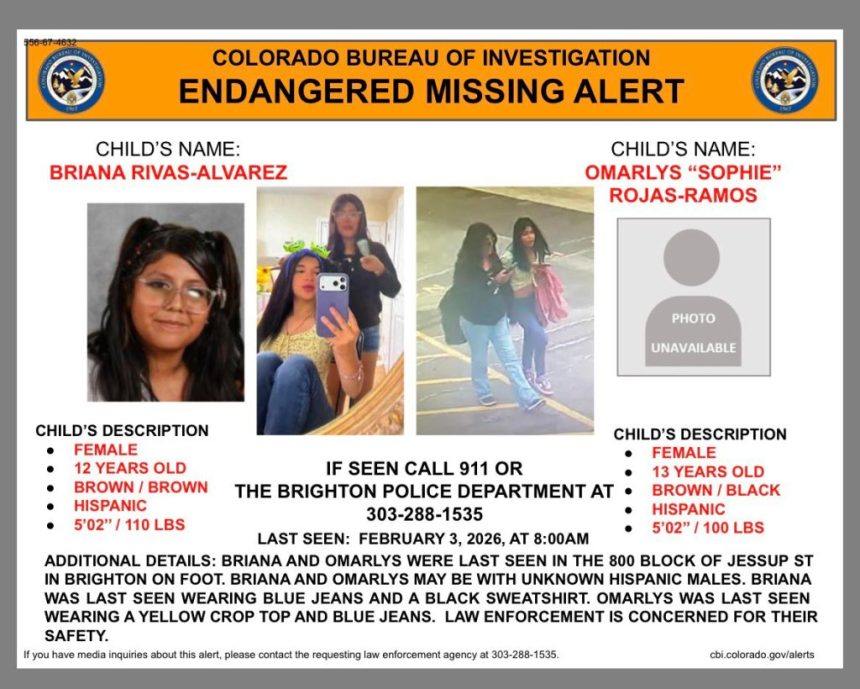 Two girls missing from Brighton may be with ‘unknown Hispanic males,’ CBI says