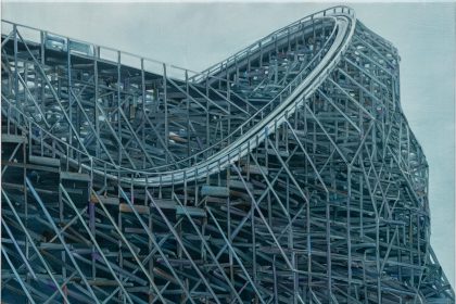 Undulating Coasters and Slide Complexes Loom in Alex Hutton’s Paintings — Colossal