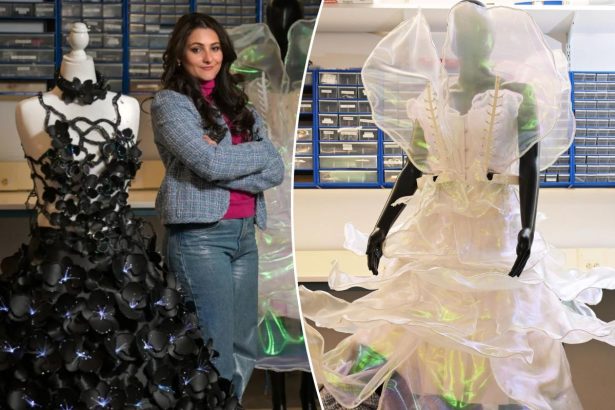 Wild NYFW robo-dress by tech wiz turned designer blooms when you shake someone’s hand