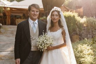 The Bride Wore a Dress Crafted From Antique Lace to Marry at a 16th-Century Church in Naples