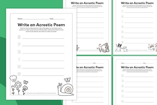 Acrostic Poem Template Bundle (Free Printables)