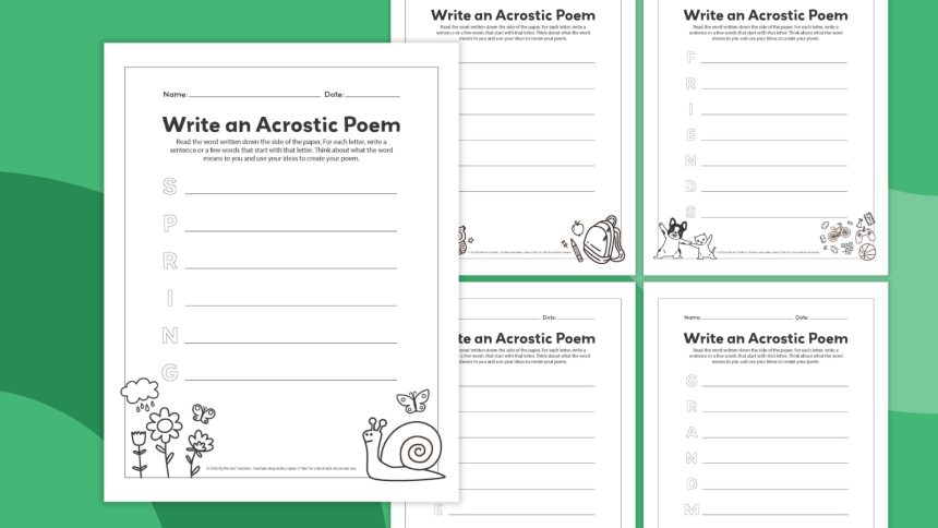 Acrostic Poem Template Bundle (Free Printables)