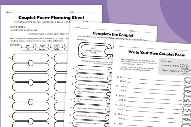 Free Couplet Poem Printable Worksheets