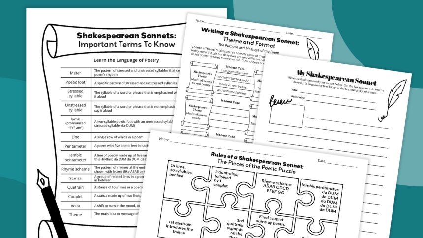 Free Printable Shakespearean Sonnet Template Bundle