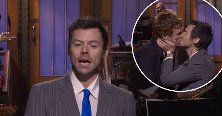 Harry Styles Mocks Queerbaiting Allegations With SNL Kiss