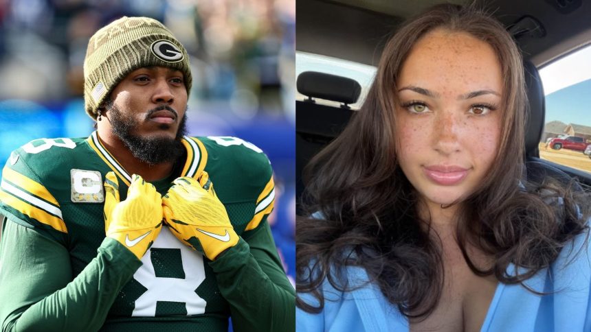 Josh Jacobs’ GF Ash Kaash shows off fishing skills after capturing large Blue catfish during offseason outing