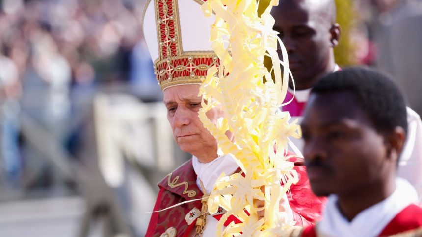 Pope Leo XIV rejects claims that God justifies war in Palm Sunday Mass message : NPR
