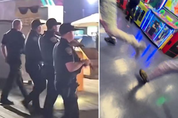Terrifying moment bullets fly on Santa Monica Pier during mass brawl, two shot
