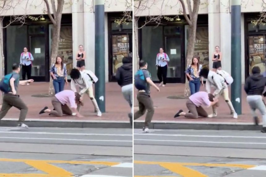 Wild San Francisco street fight shows young punks bashing man in broad daylight