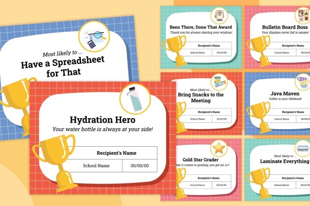 50 Teacher Awards for School Staff (Free Customizable Printables!)