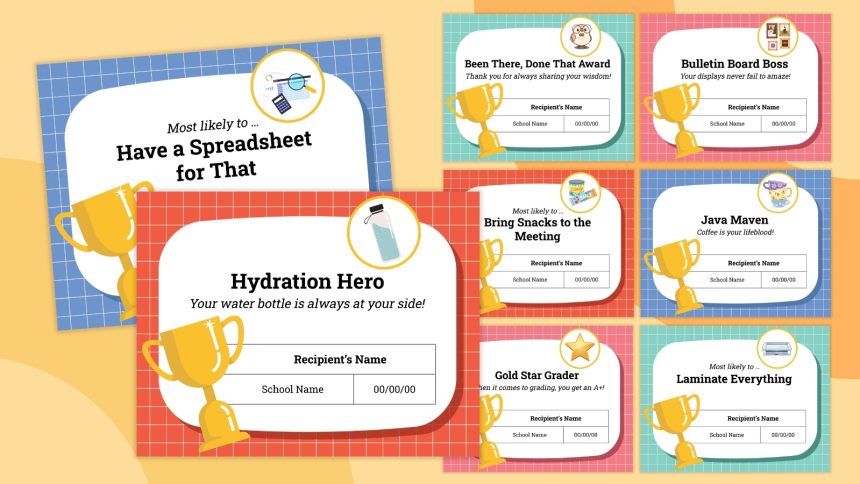 50 Teacher Awards for School Staff (Free Customizable Printables!)