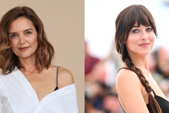 Katie Holmes and Dakota Johnson Wear This White Blouse Look