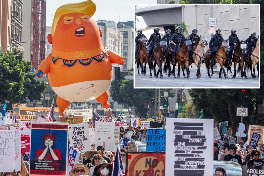 ‘No Kings’ instigators threw bottles at police horses in chaotic Los Angeles protest