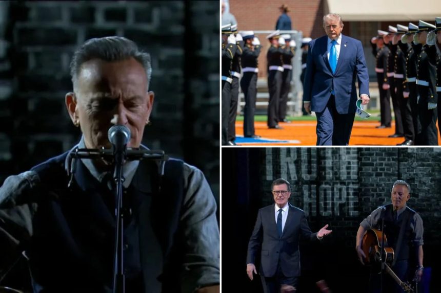 Bruce Springsteen jabs Trump, Paramount on Stephen Colbert’s second-to-last ‘Late Show’