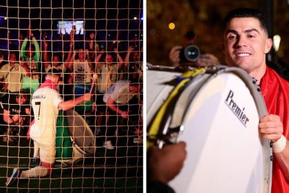 Cristiano Ronaldo takes hold of drum from fans as he sparks wild celebrations after first title win; video crosses 3 million views