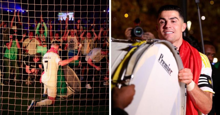 Cristiano Ronaldo takes hold of drum from fans as he sparks wild celebrations after first title win; video crosses 3 million views