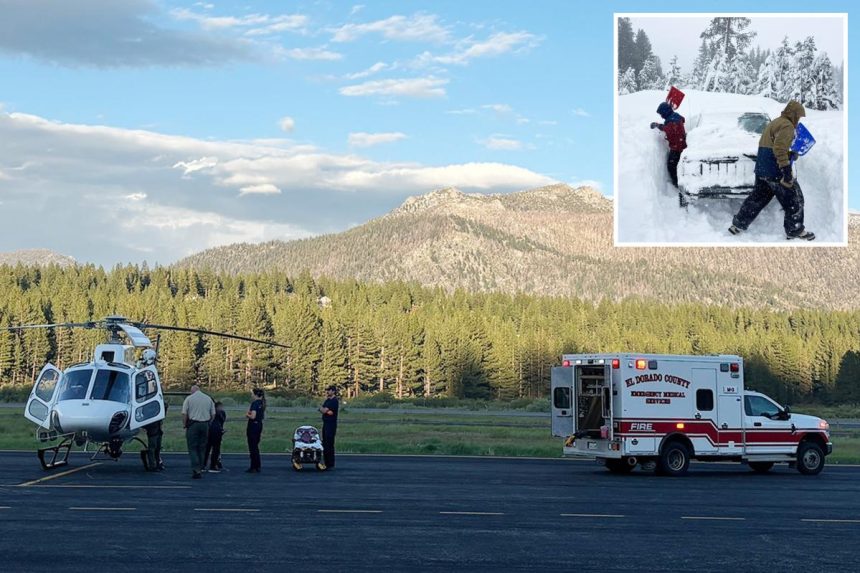 Father and son airlifted from snowy California trail
