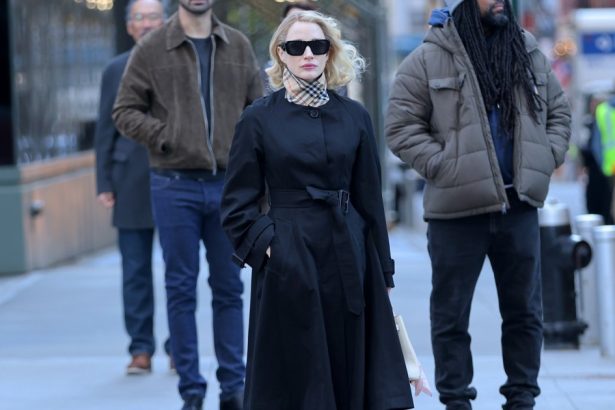 Jessica Chastain’s Black Designer Trench Coat for 