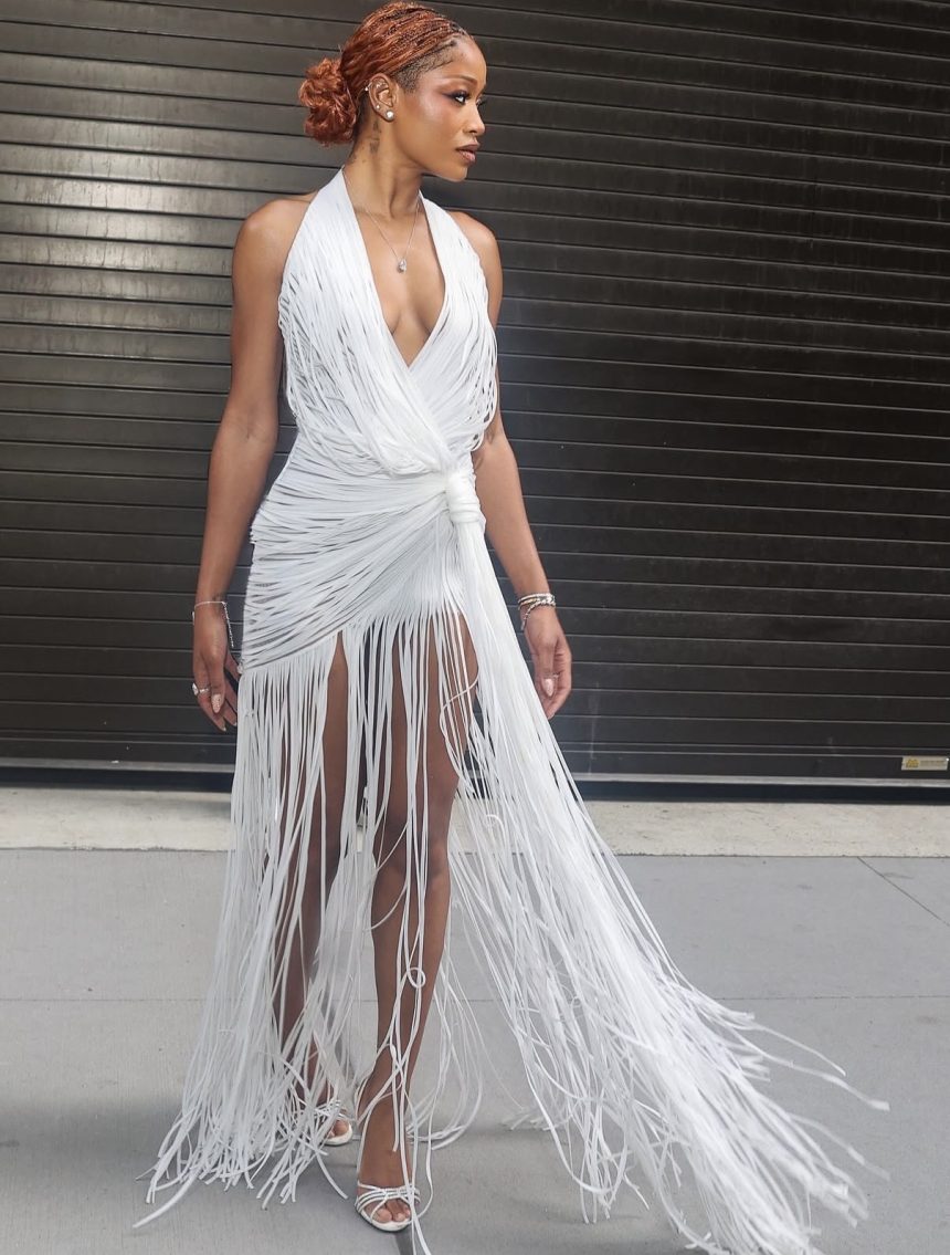 Keke Palmer White Cong Tri Look at I Love Boosters Screening