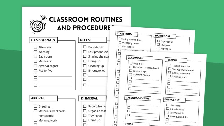 Classroom Routines and Procedures Checklist (Free Printable)