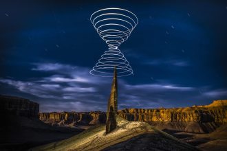 Elliot McGucken Suspends Einstein’s ‘Light Cones’ Over Desert Expanses — Colossal