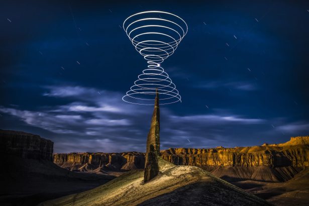 Elliot McGucken Suspends Einstein’s ‘Light Cones’ Over Desert Expanses — Colossal