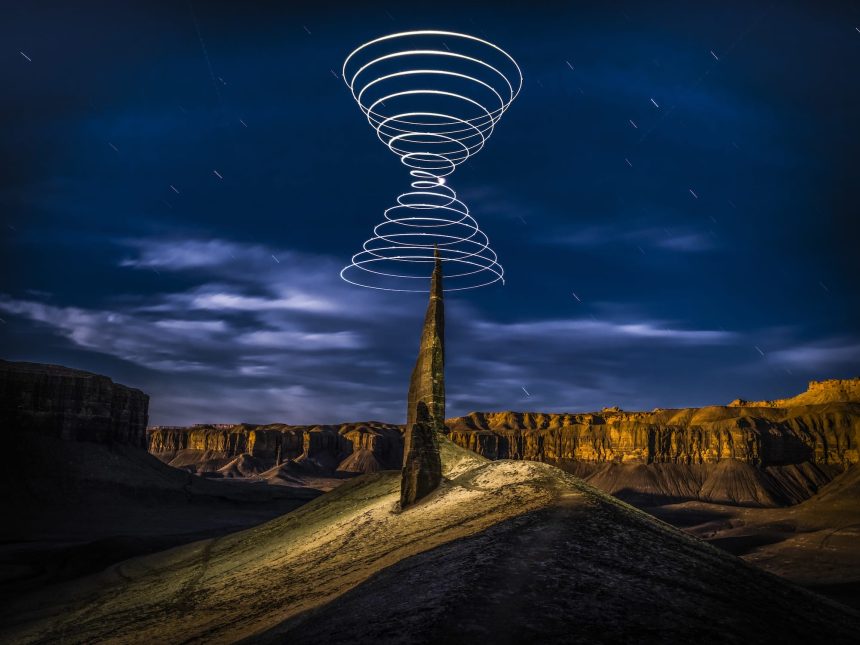 Elliot McGucken Suspends Einstein’s ‘Light Cones’ Over Desert Expanses — Colossal