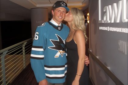 Keaton Verhoeff’s gf Sydney reacts after Sharks draft D-man with No. 9 pick in 2026 NHL draft