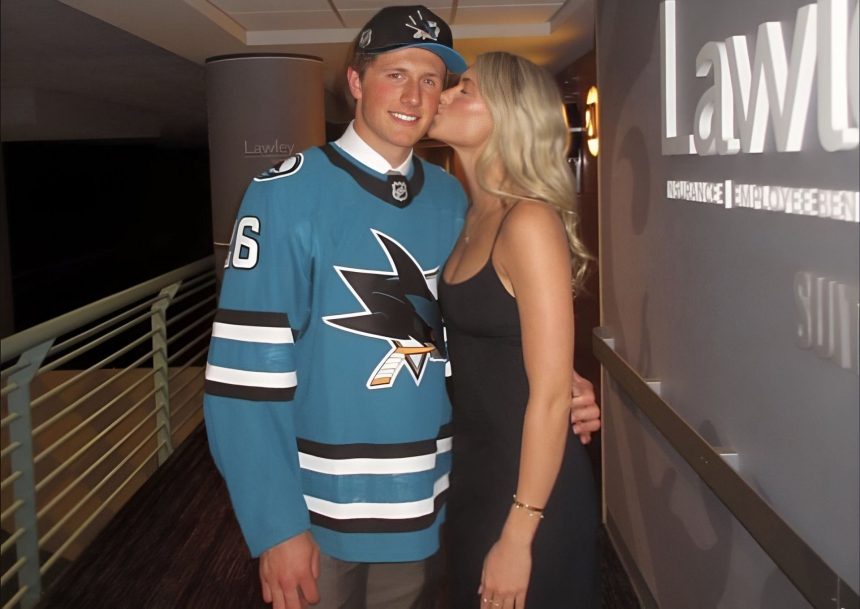 Keaton Verhoeff’s gf Sydney reacts after Sharks draft D-man with No. 9 pick in 2026 NHL draft