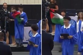 Staten Island student pulls out Palestinian flag during graduation