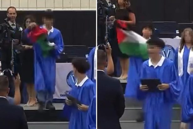 Staten Island student pulls out Palestinian flag during graduation