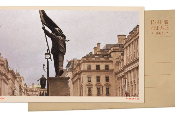 Bansky man blinded by flag statue in London : NPR