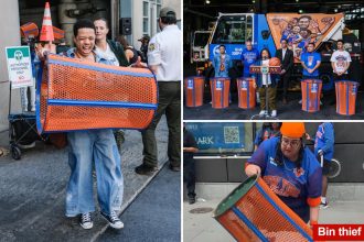 Five lucky winners take home coveted Knicks-themed trash bins
