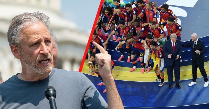 Jon Stewart Blasts Trump for ‘Tainting’ Spain’s World Cup Celebration