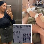 Woman attacked by violent mob in Newport Beach chaos breaks down