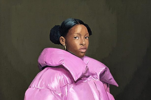 Women Sport Puffer Coats in Bold Baroque Portraits by Nieves González — Colossal