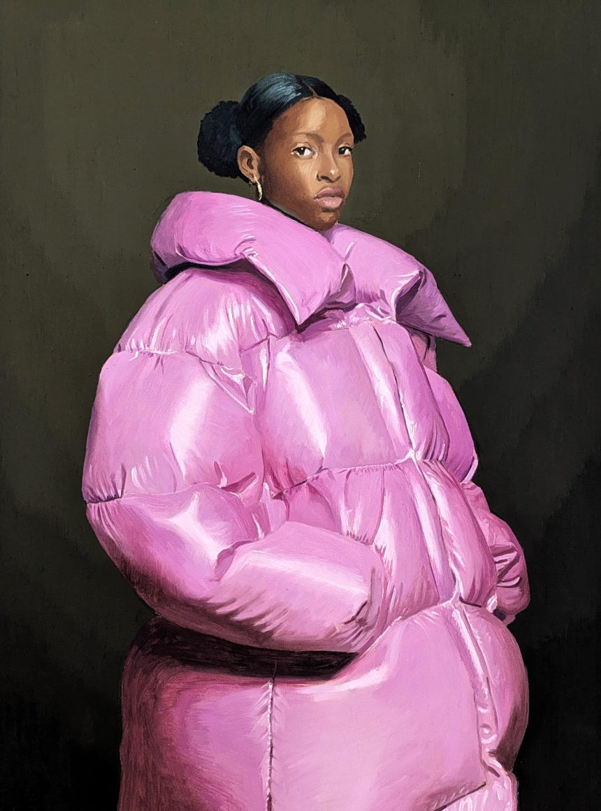 Women Sport Puffer Coats in Bold Baroque Portraits by Nieves González — Colossal