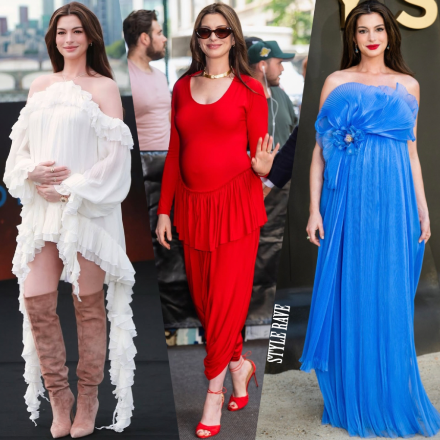 Anne Hathaway’s The Odyssey Press Tour Maternity Fashion