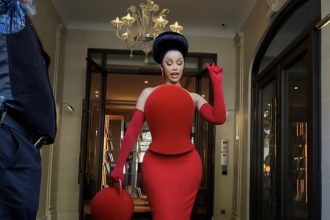 A Closer Look at Cardi B’s Crimson Robert Wun Couture Gown