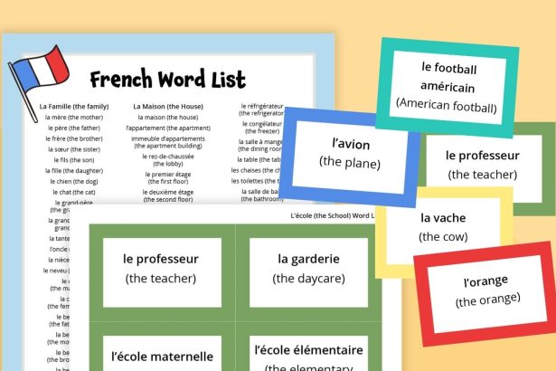 French Vocabulary Words (Free Printable List, Cards, Activities)