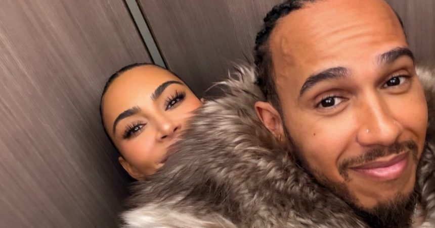Kim Kardashian Cuddles Up to Lewis Hamilton in New Selfies