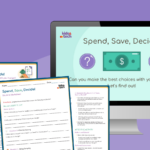 Image of several pages from the wants and needs financial literacy activity.
