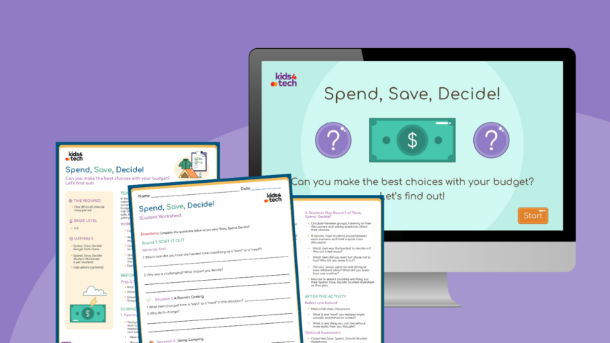 Image of several pages from the wants and needs financial literacy activity.